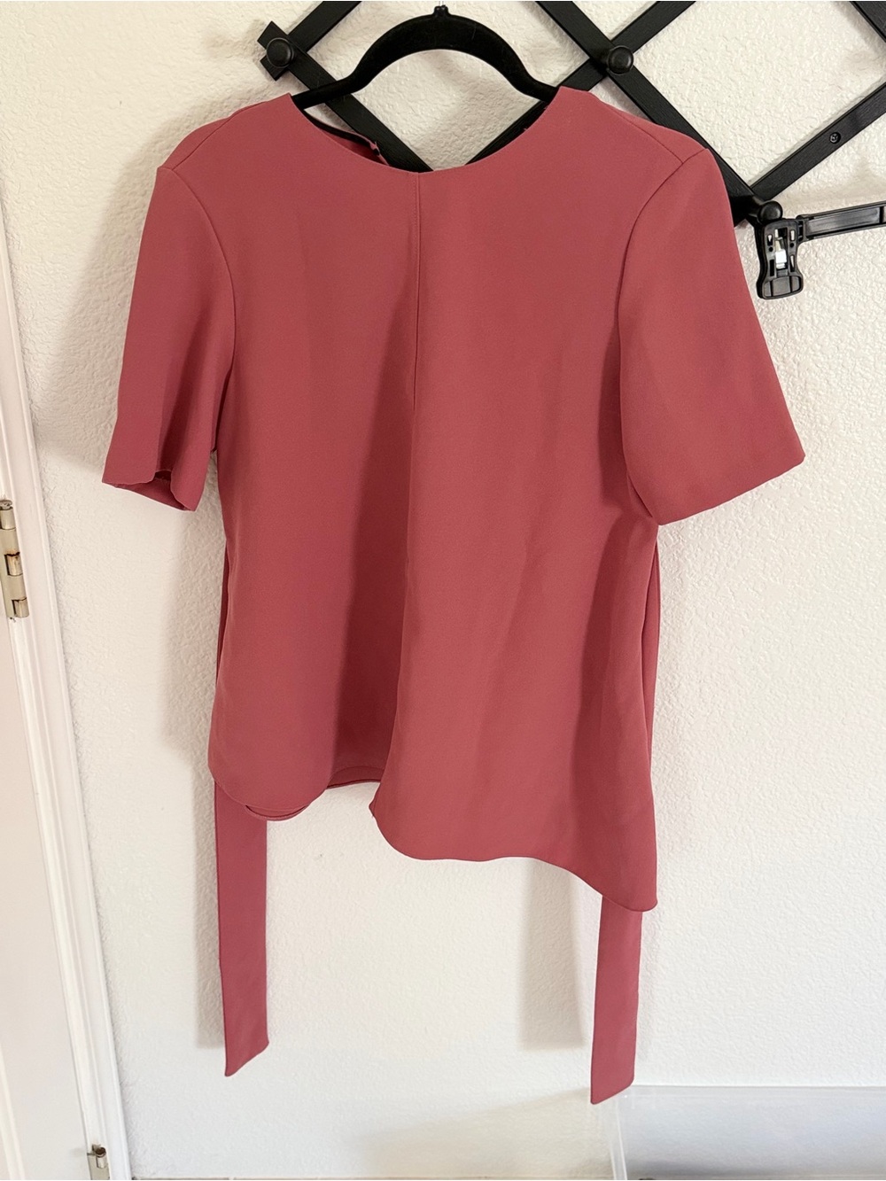 Zara Woman Mauve Side Tie Blouse Short Sleeve Crepe Top Women’s M - Picture 2 of 4